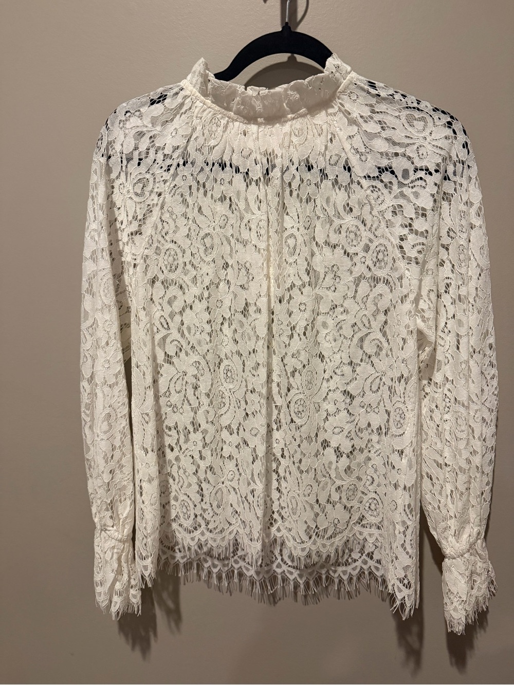 Glam Ivory Floral Lace Mock Neck Blouse | Romantic Boho Top